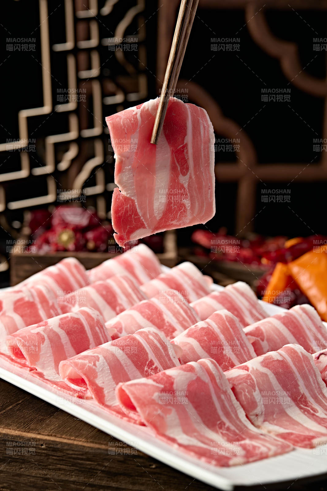 涮肉食材草原羊肉卷切片