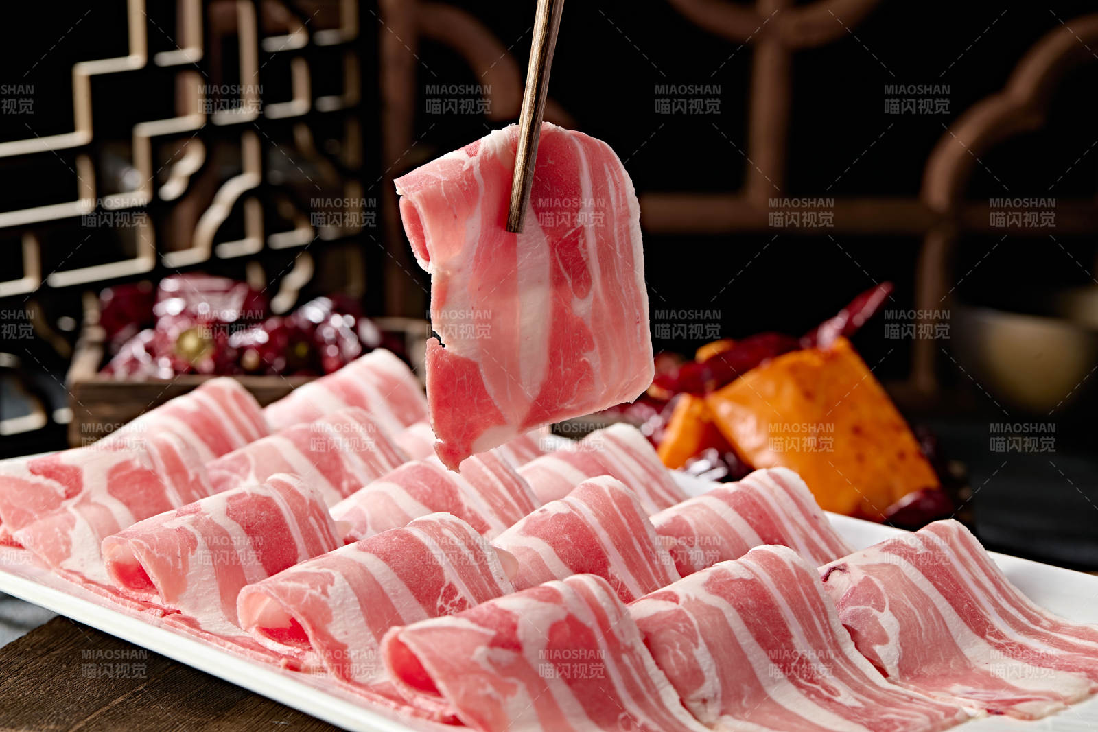 涮肉食材草原羊肉卷切片