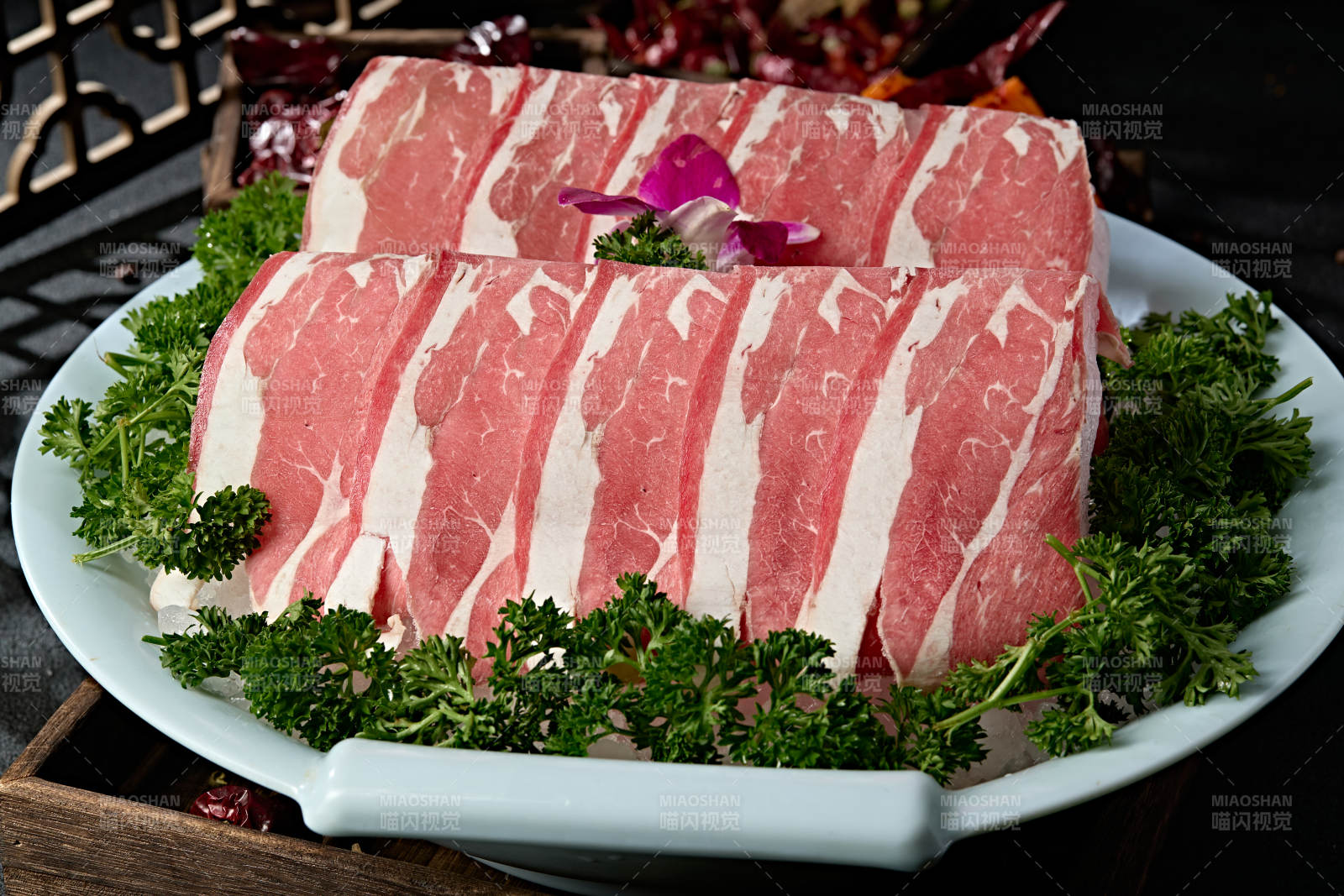 极品火锅食材上脑和牛切片图片