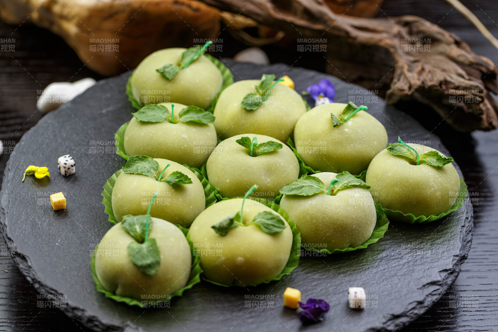 糯米糍造型似青蘋果奶油泡芙