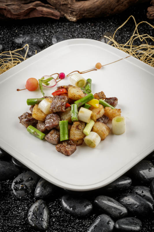 葱香咸鱼丁芦笋牛仔粒