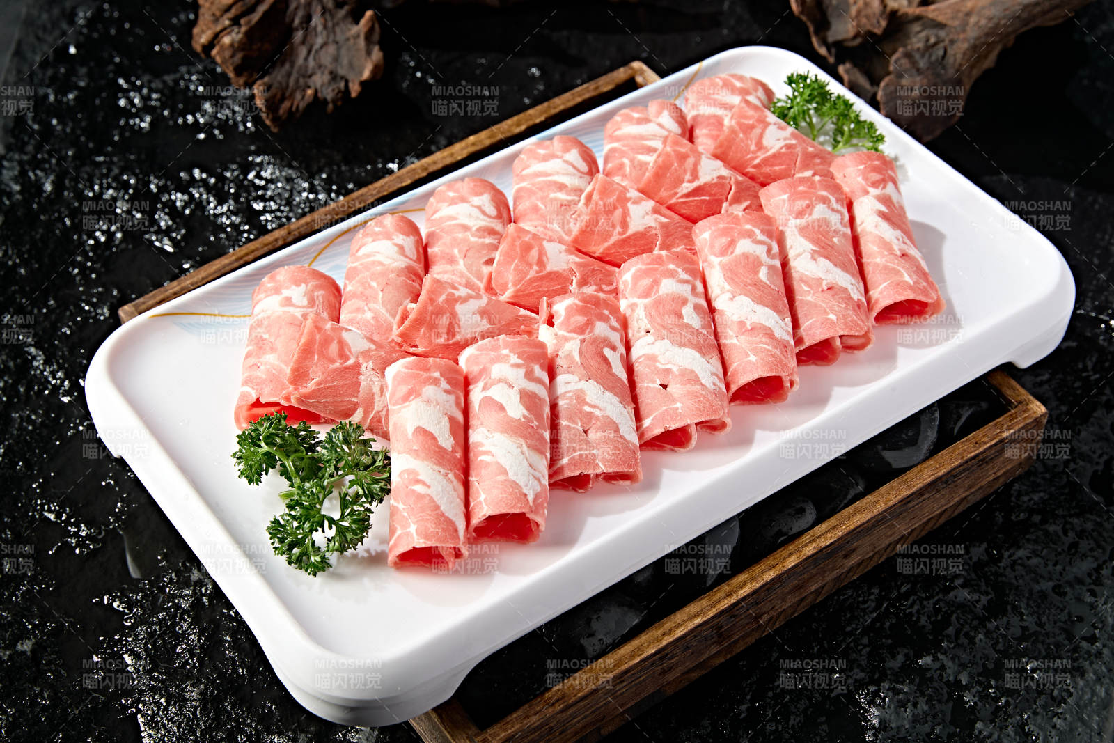 美味涮肉食材太阳卷肥羊肉切片