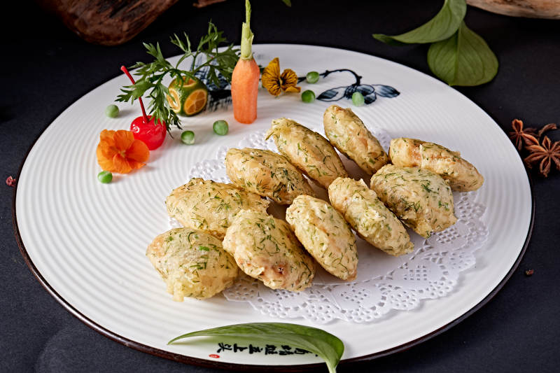 肉馅茴香拖面炸藕夹