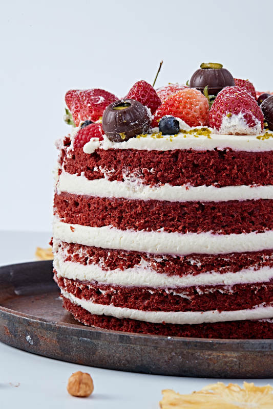 奶油抹茶鲜水果蔓越莓馅料多层蛋糕