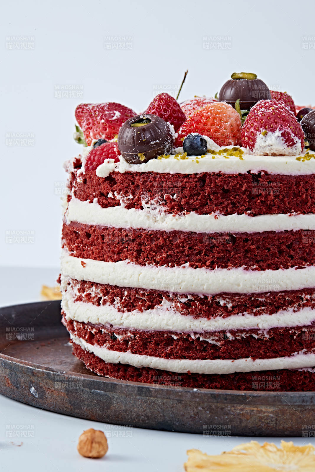 奶油抹茶鲜水果蔓越莓馅料多层蛋糕