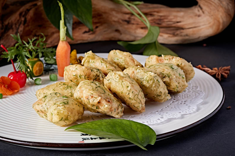 肉馅茴香拖面炸藕夹