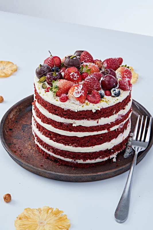 奶油抹茶鲜水果蔓越莓馅料多层蛋糕