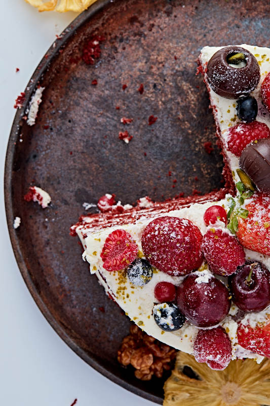 奶油抹茶鲜水果蔓越莓馅料多层蛋糕