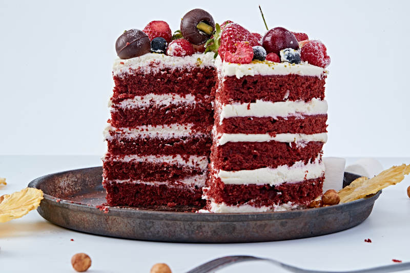 奶油抹茶鲜水果蔓越莓馅料多层蛋糕