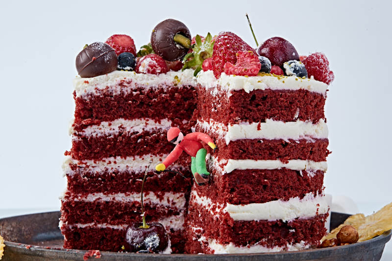 奶油抹茶鲜水果蔓越莓馅料多层蛋糕