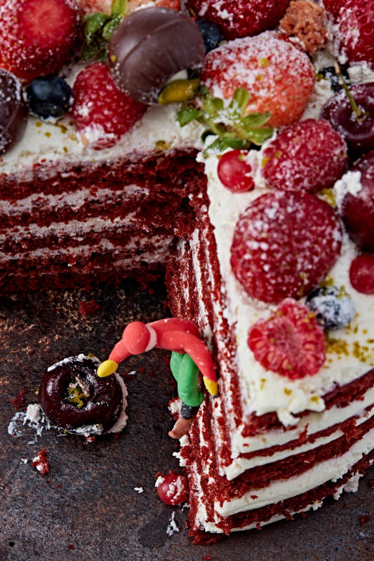 奶油抹茶鲜水果蔓越莓馅料多层蛋糕