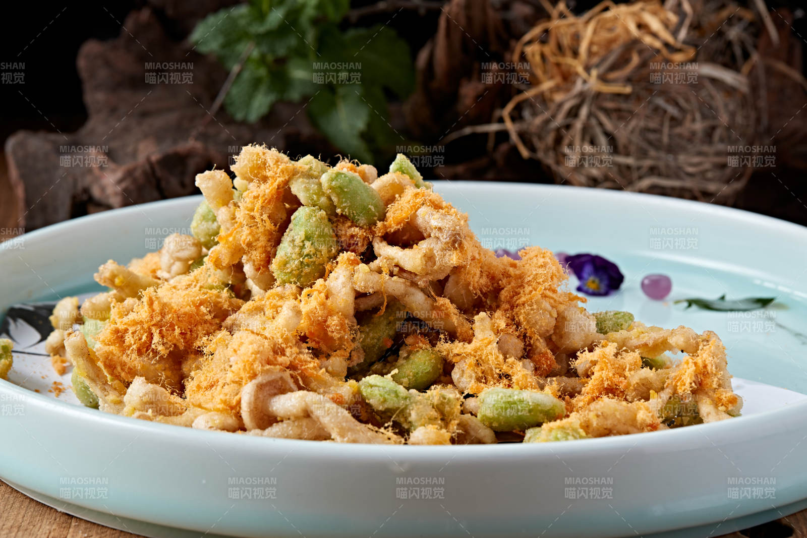 油炸肉松蠶豆海鮮菇