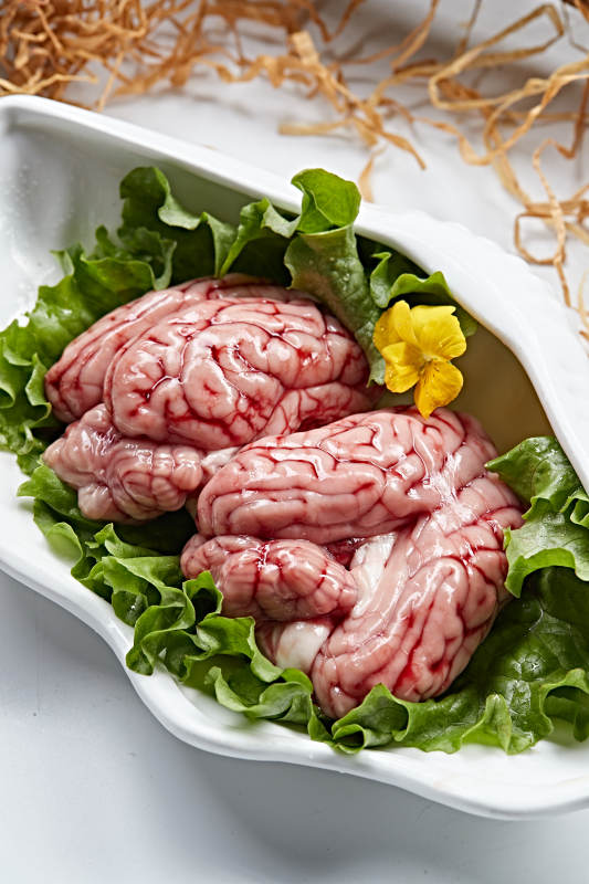 火锅食材鲜猪脑花-摄影图