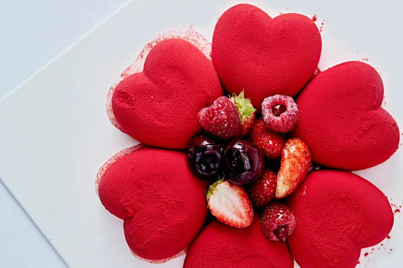 鲜水果抹茶心形奶油慕斯蛋糕