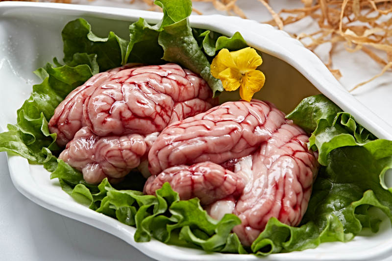 火锅食材鲜猪脑花-摄影图