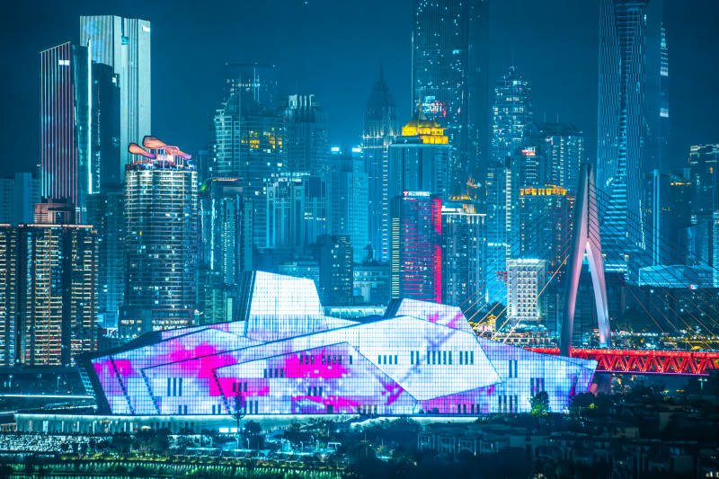 夜幕下的城市地标