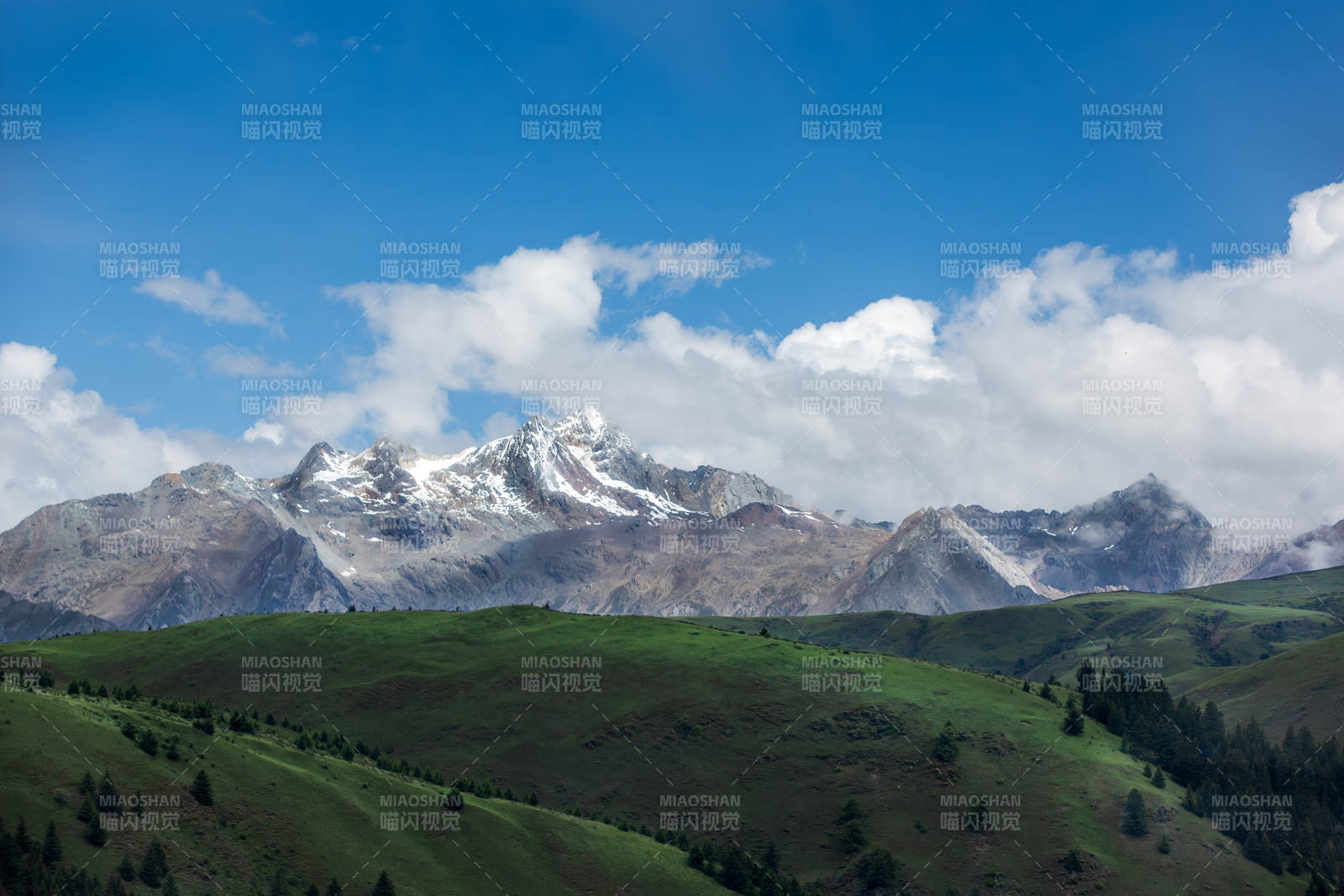 四川格聂雪山绿野风光