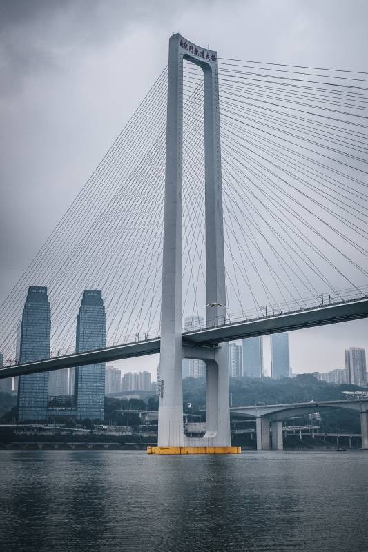重庆南纪门大桥与长江国际同框