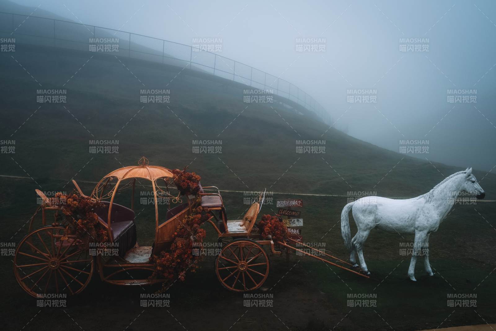 雾中马车静立