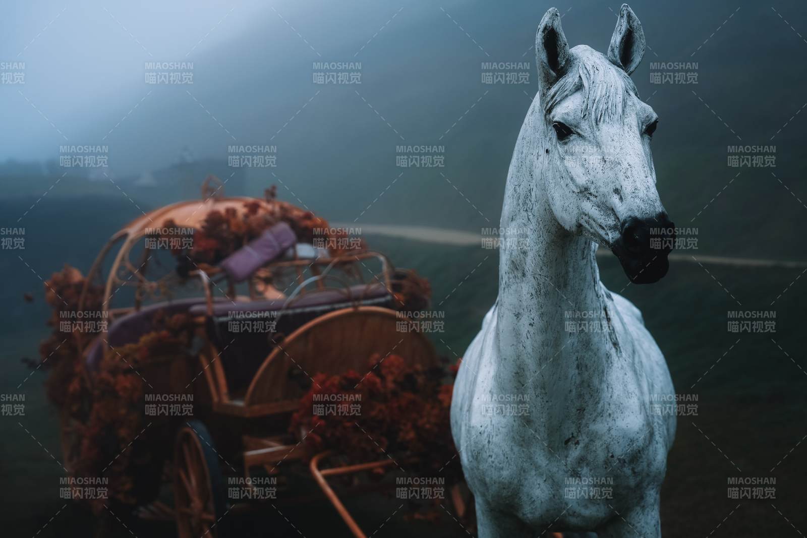 雾中马车静谧行