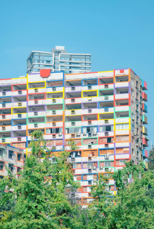 彩虹楼前绿树成荫