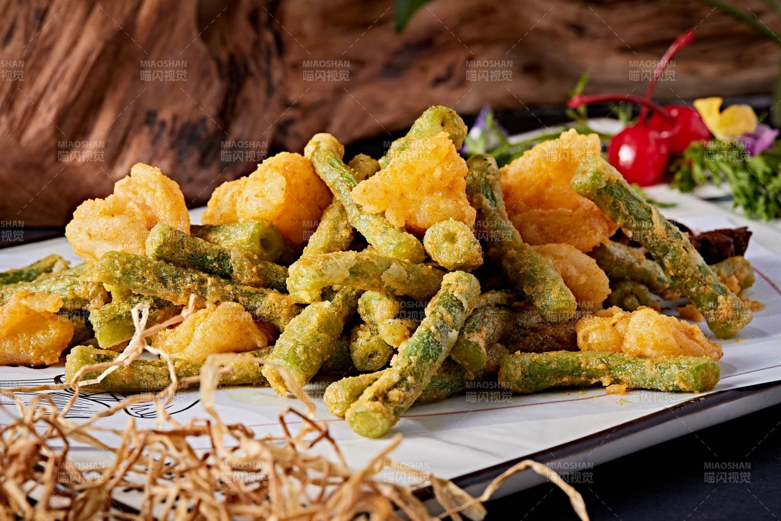 咸蛋黄焗虾仁四季豆