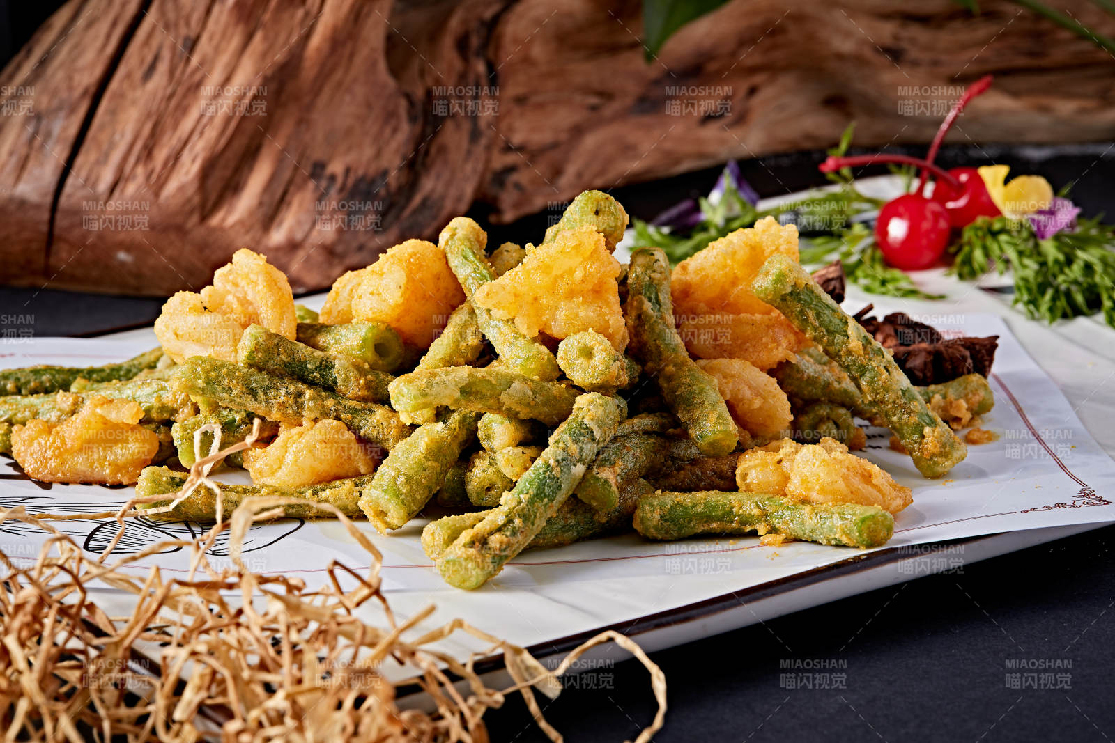 咸蛋黄焗虾仁四季豆