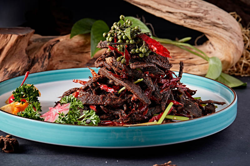 川香麻辣火边子烧肝丝