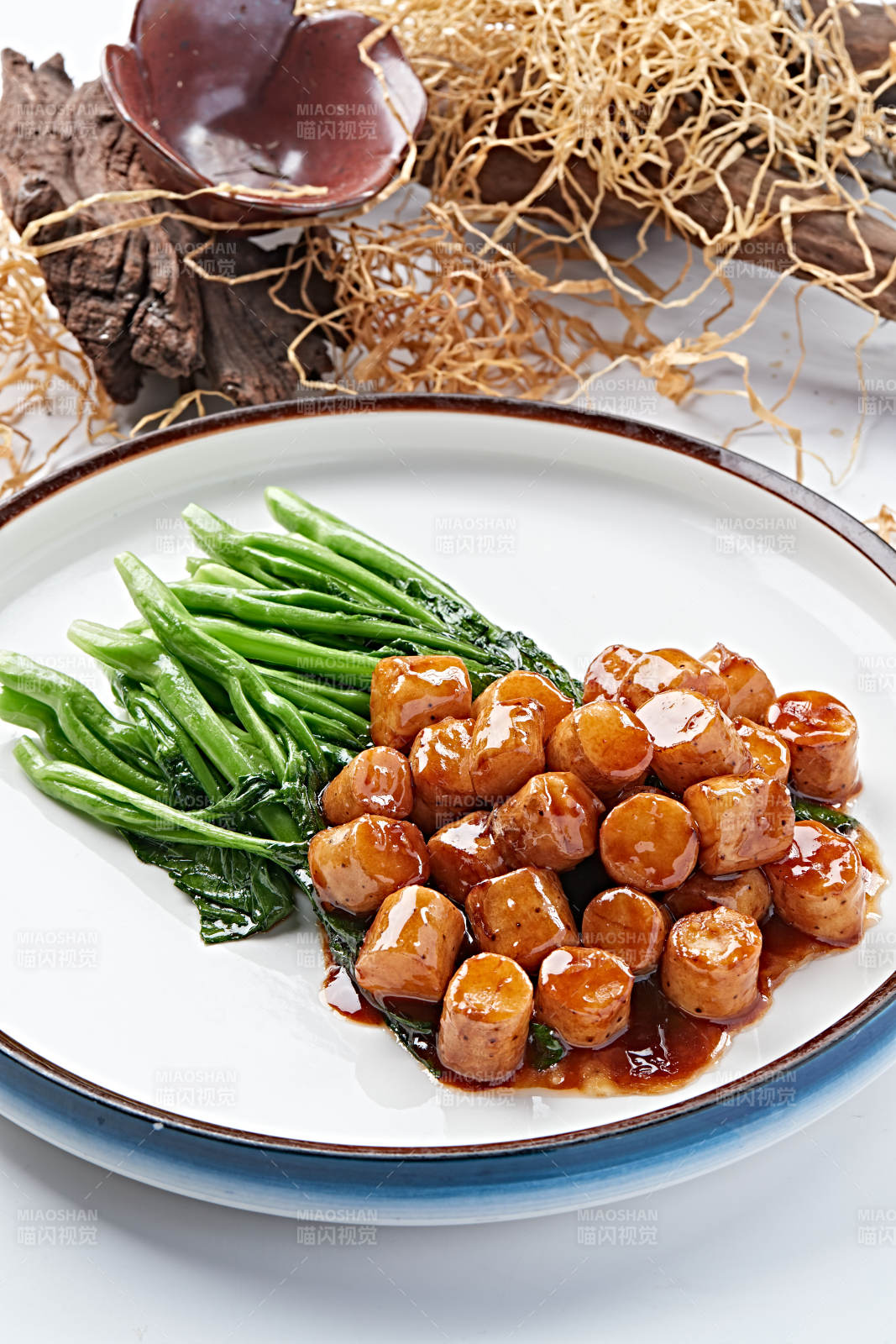 浇汁芥蓝长山药图片