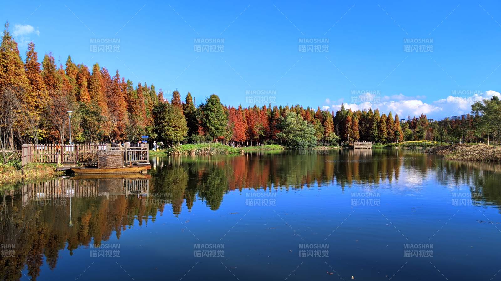 秋湖倒影美景 昆明海洪湿地公园风光