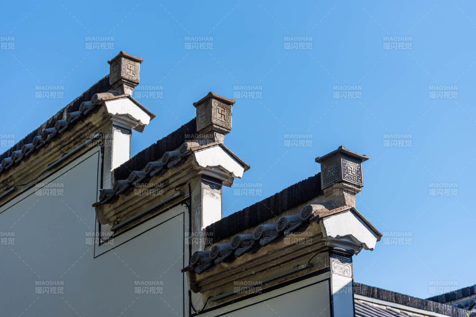 徽派建筑屋檐特写
