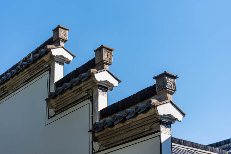徽派建筑屋檐特写