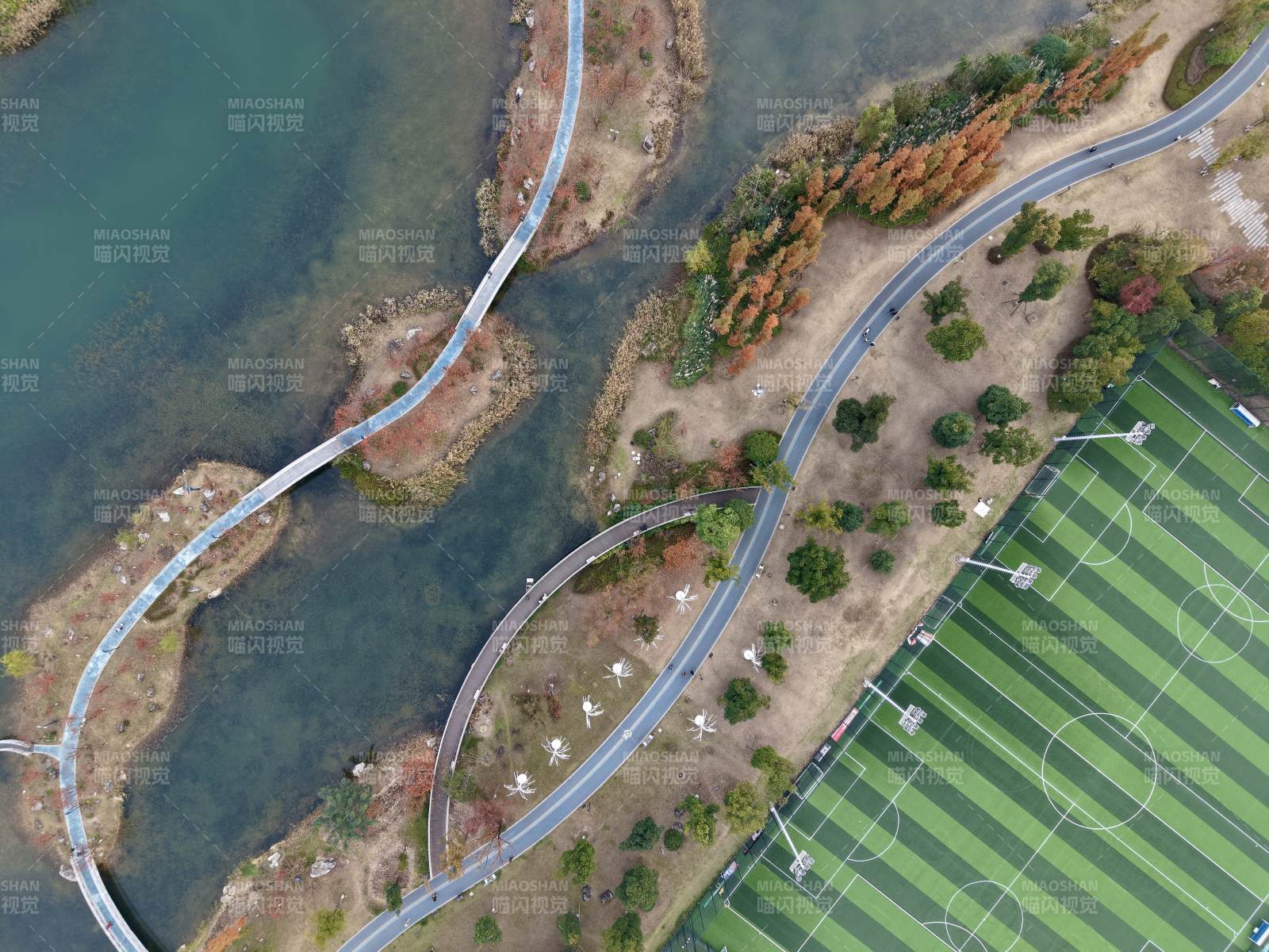 湖畔绿道航拍图（街拍）