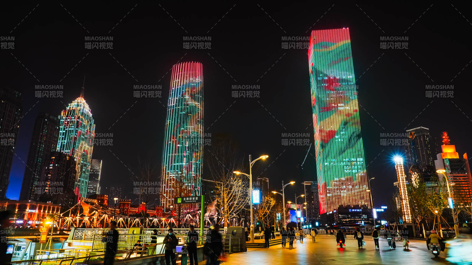 天津夜景城市灯光秀