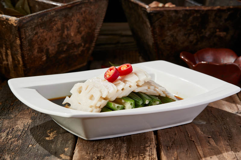 醋腌藕片鮮秋葵