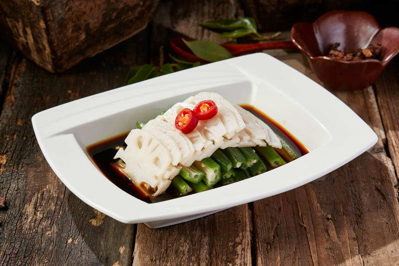 醋腌藕片鮮秋葵