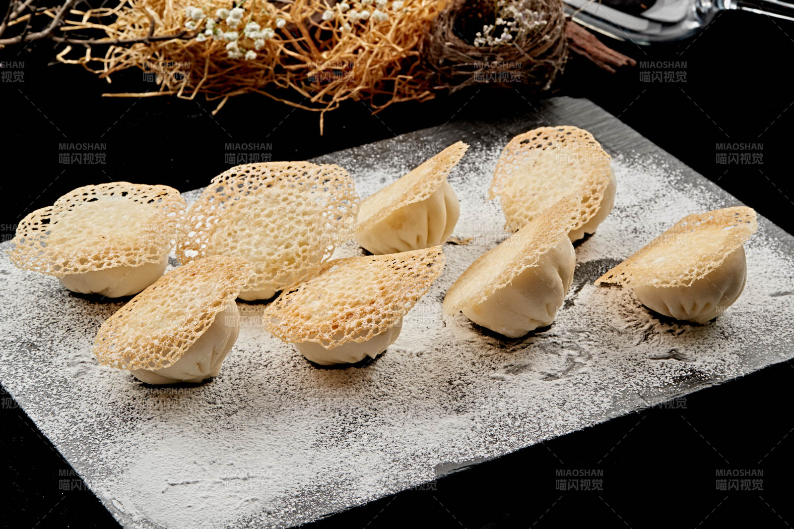 雪花漁網水煎包