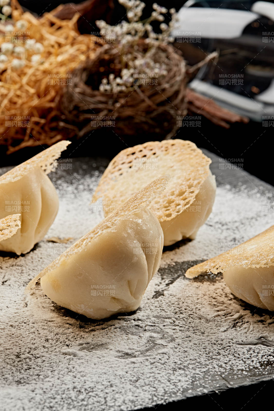 雪花漁網水煎包