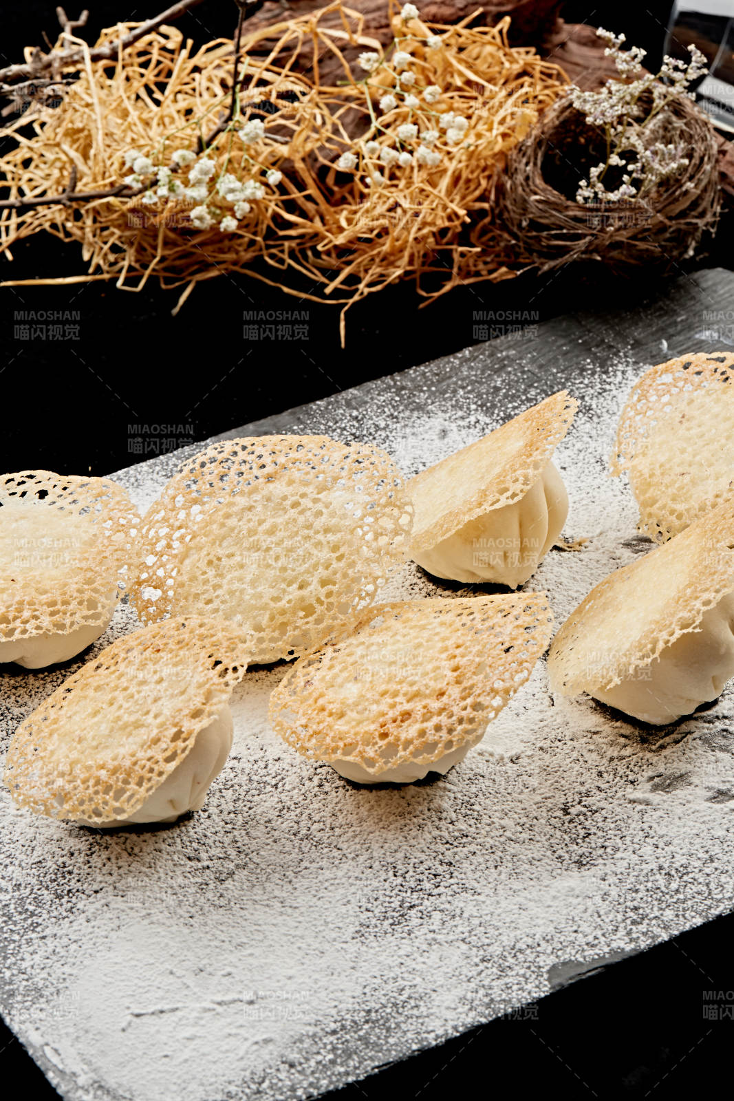 雪花漁網水煎包