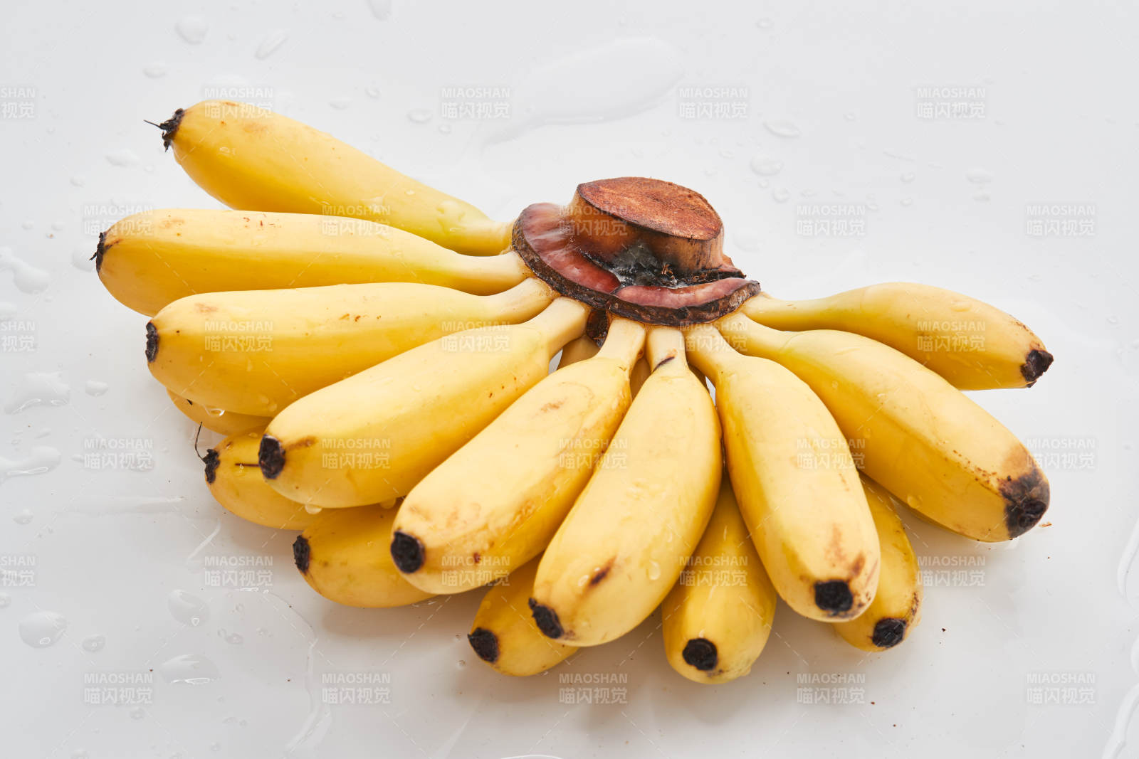 白色背景上摆放的新鲜香蕉