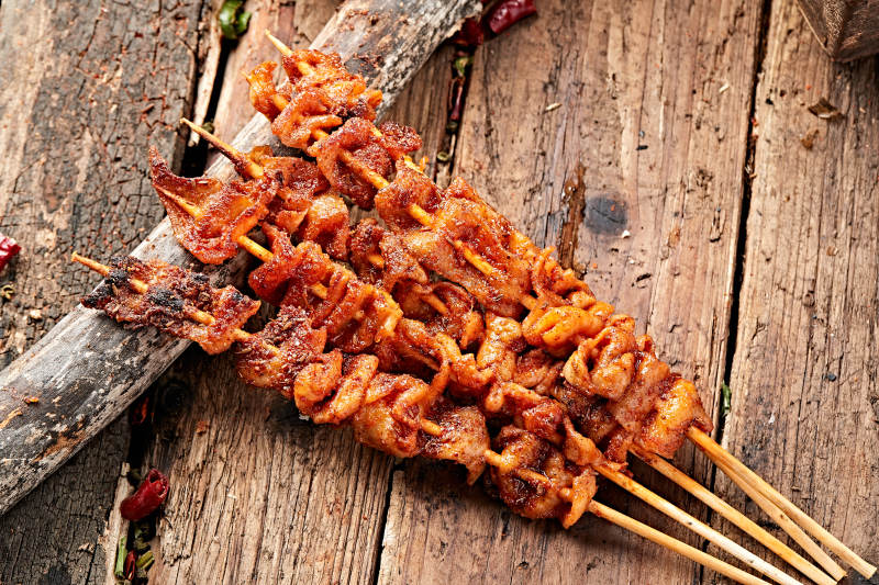 美味串烤鸡皮