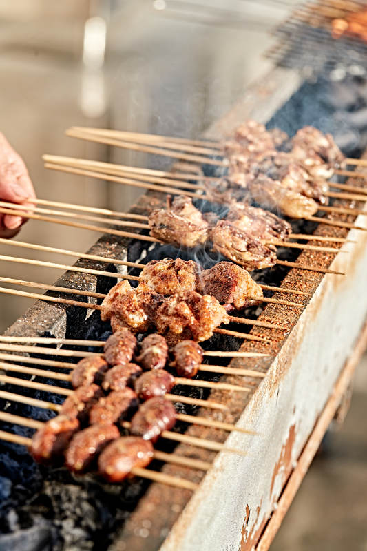 在户外烧烤美味食材