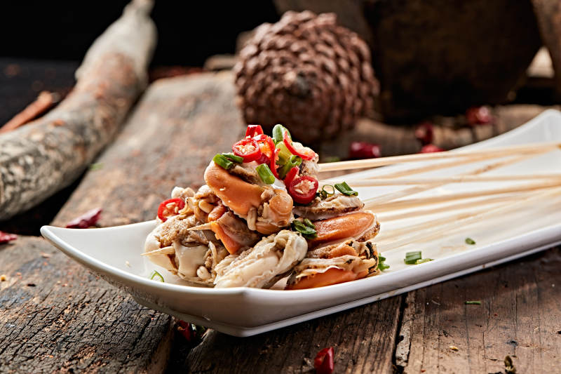 冷锅扇贝肉串串