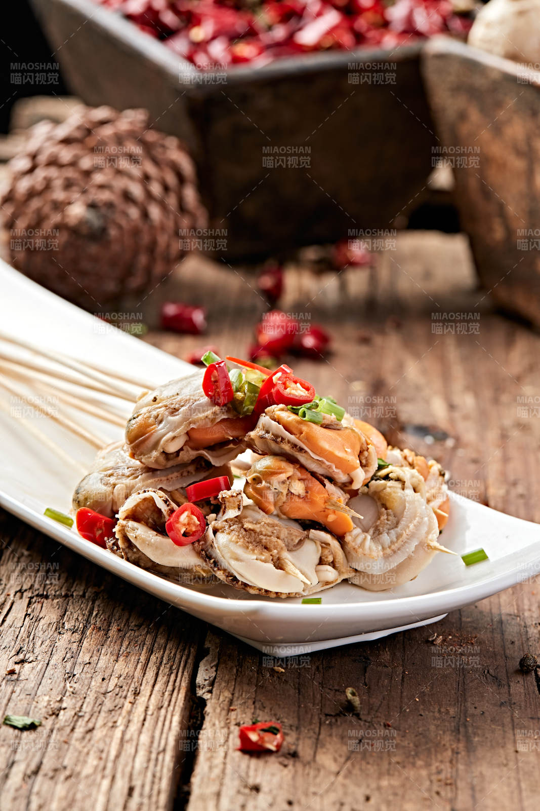 冷锅扇贝肉串串