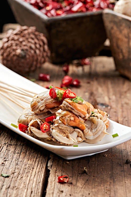 冷锅扇贝肉串串