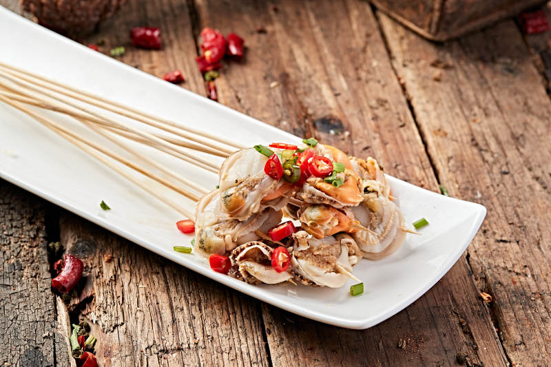 冷锅扇贝肉串串