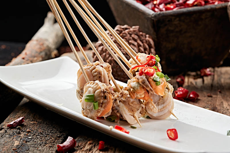 冷锅扇贝肉串串