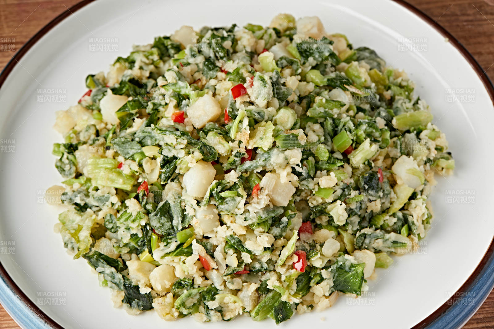 麻油香炒小白菜蒸土豆泥