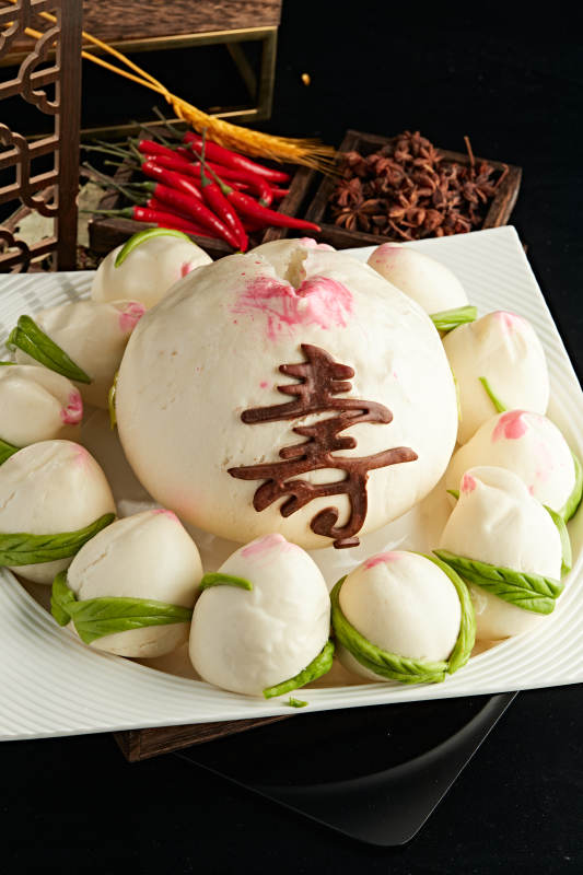 蒸贺寿寿桃大花馍