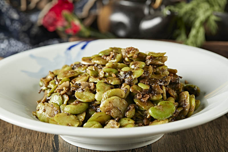 肉沫梅菜炒蠶豆